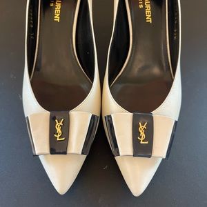 Ysl Classy White Low Heel Sz 7